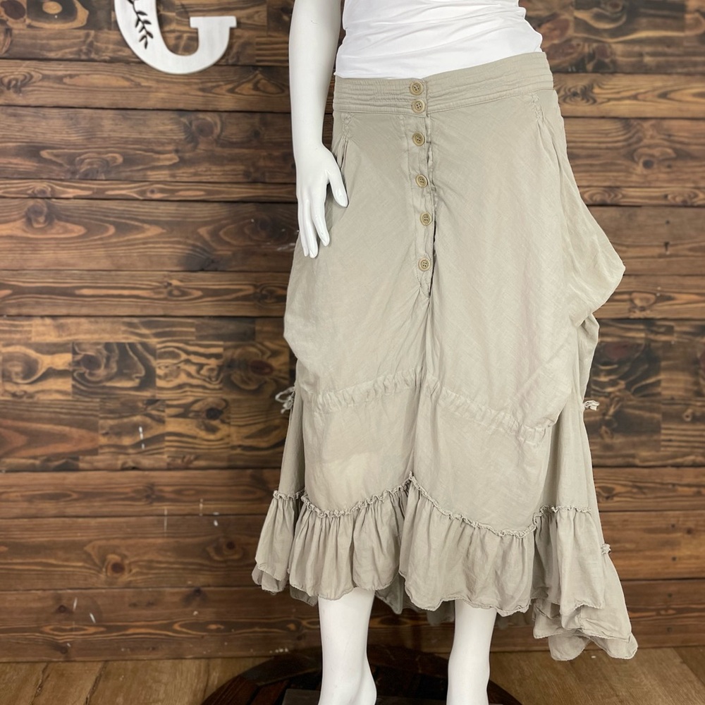 PINKO | Coquette Ruffle Frill Maxi Skirt Soft Sage Green Flowy Made in Italy - Picture 8 of 11